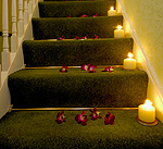 Burning Candles on Staircase
